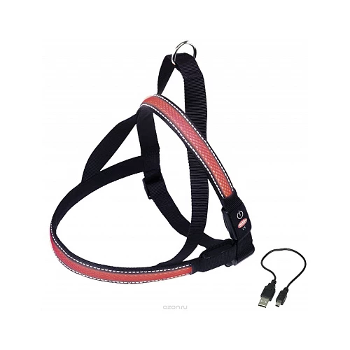 Шлейка для собак Nobby S светодиодная красная 50-66 см 