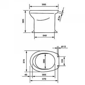 Унитаз приставной Оскольская керамика Дачный с сиденьем 46901100002