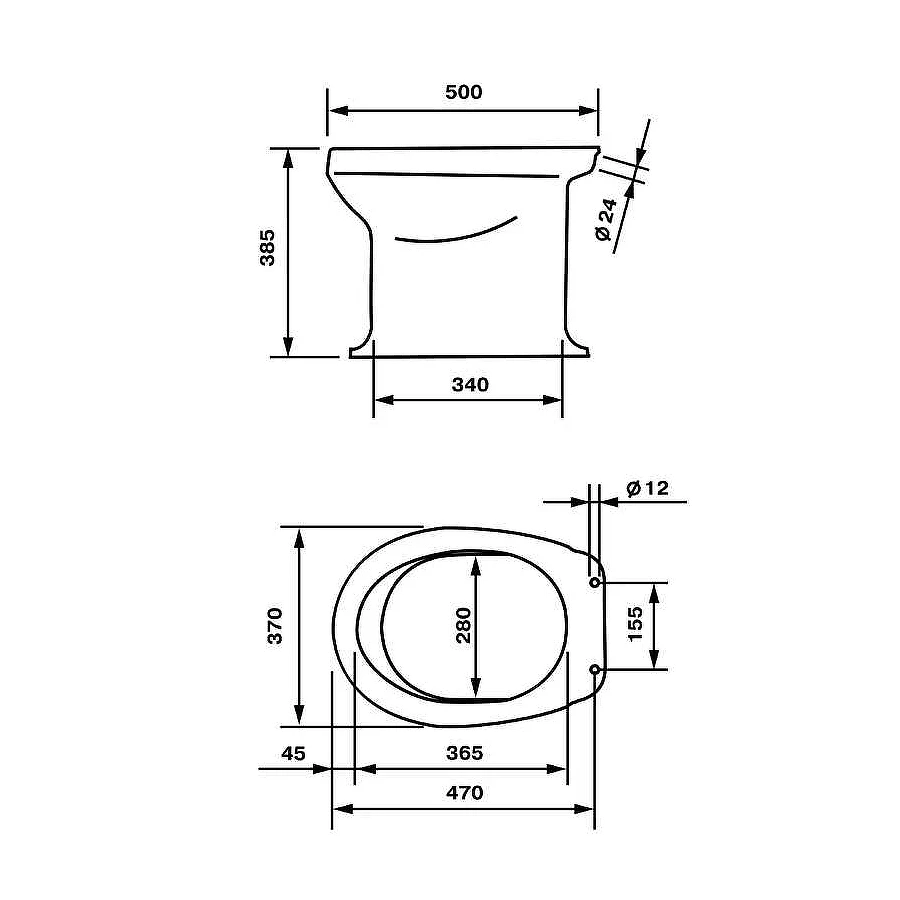 Унитаз приставной Оскольская керамика Дачный с сиденьем 46901100002