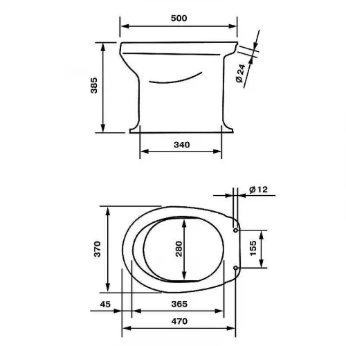 Унитаз приставной Оскольская керамика Дачный с сиденьем 46901100002