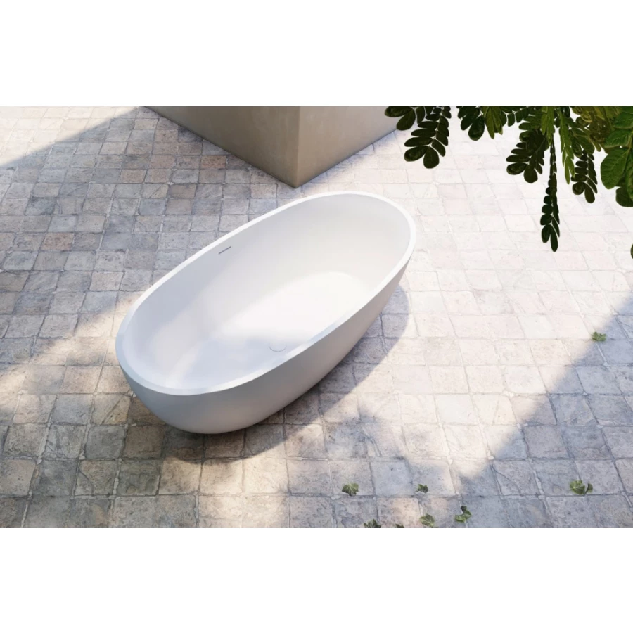 Ванна из искусственного камня Abber Stein белая матовая AS9620-1.6 165х78 см