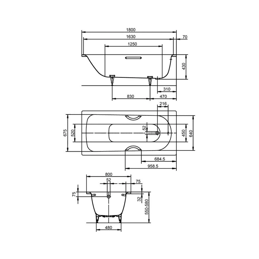 Ванна стальная Kaldewei Saniform Plus Star alpine white 133700010001 180х80 см