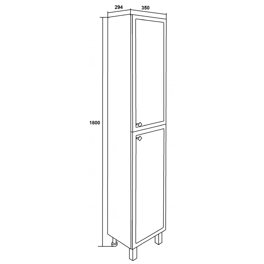 Пенал Runo Римини белый правый 00-00001253 35x180 см