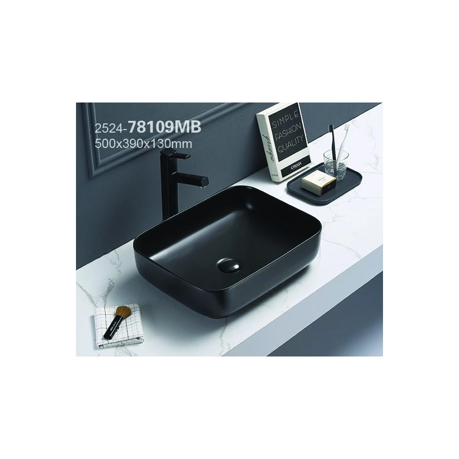 Раковина Azario накладная цвет черный матовый AZ-78109MB 50х39х13 см