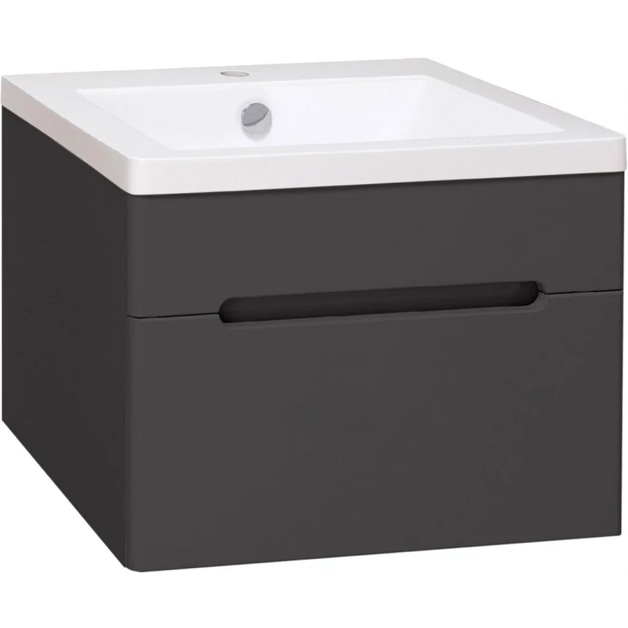 Тумба под раковину Runo Парма 60 графит 1 ящик подвесная под умывальник Omega 60 00-00001428 58.2x41.8 см