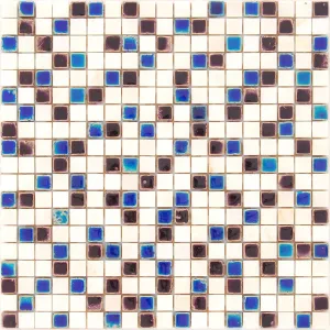 Мозаика из натурального камня с декоративным покрытием Caramelle Mosaic Arlecchino 3 бело-синий 31x31 см