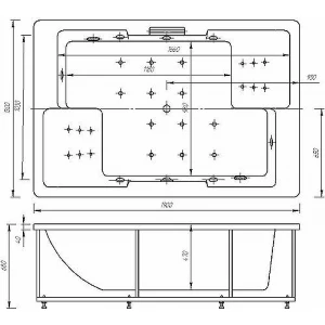 Акриловая ванна Aquatek Дорадо без гидромассажа с фронтальным экраном вклеенный каркас DOR190-0000002 190х30 см