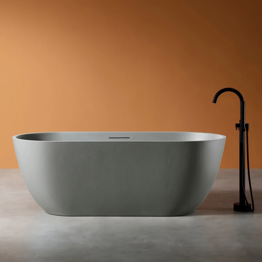 Ванна из искусственного камня Abber Frankfurt светло-серая матовая AM9941MLG 170x75 см