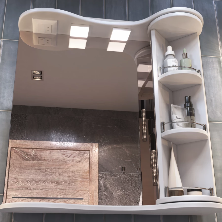 Зеркало шкаф Vigo Callao 700 навесной с поворотной полкой zsh.CAL.70.El 70.6x70.2 см