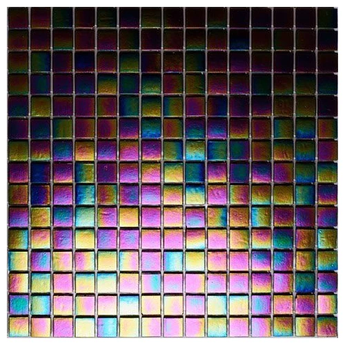 Стеклянная мозаика Rose Mosaic Rainbow сетка 2x2 глянцевая черная WB48 32,7х32,7 см