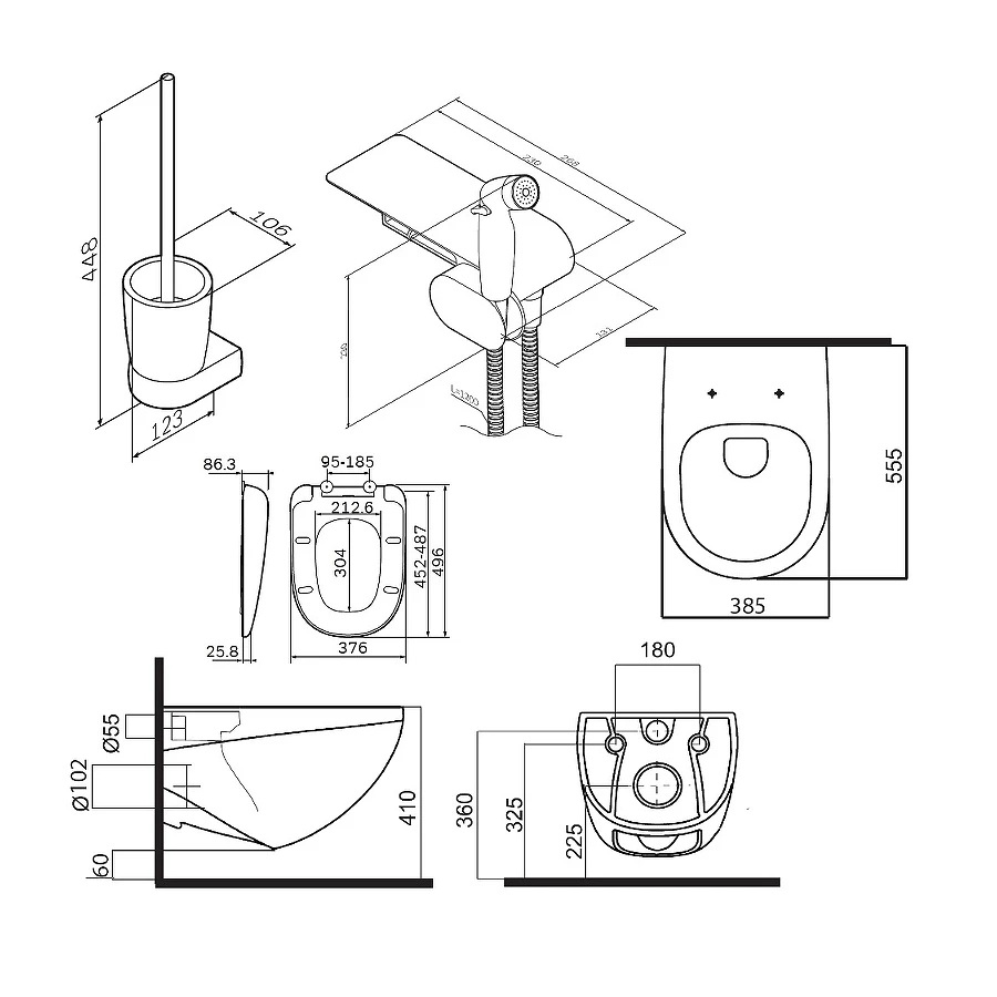 Набор подвесной унитаз с гигиеническим душем Am Pm Sensation CK30H0904W