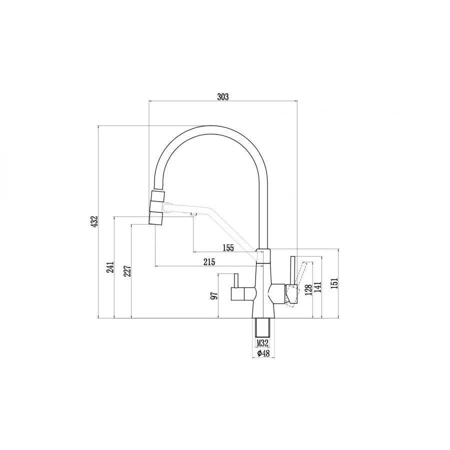 Смеситель Fmark для кухонной мойки под фильтр питьевой воды FS1462-L01