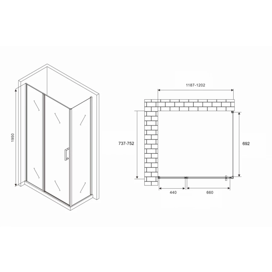 Душевой уголок Abber Sonnenstrand AG04120BS-S75B