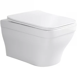 Унитаз подвесной безободковый Aquatek Амадео тонкое сиденье с механизмом плавного закрывания крепеж AQ1163-00 51,5х37х31,5 см