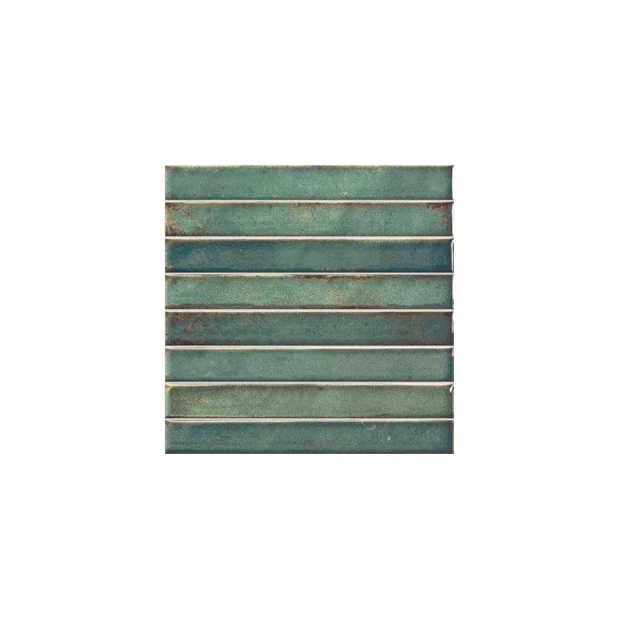 Плитка настенная La Platera Raku Brick Emerald глянцевая зеленая AC48901 35х35 см