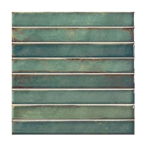 Плитка настенная La Platera Raku Brick Emerald глянцевая зеленая AC48901 35х35 см