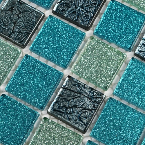 Мозаика Bonaparte Стеклянная мозаика Breeze 25х25 фольгированная глянцевая бирюзовая 30х30 см