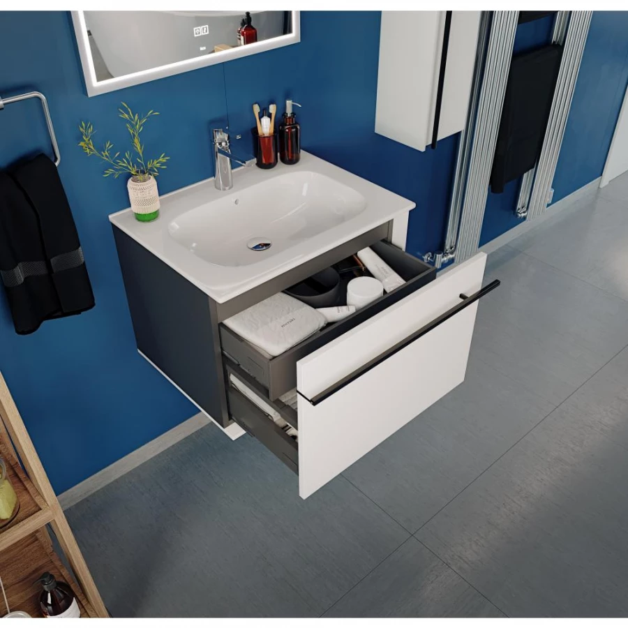 Тумба под раковину Roca Aneto белый глянец, черный матовый 857429806 60 см