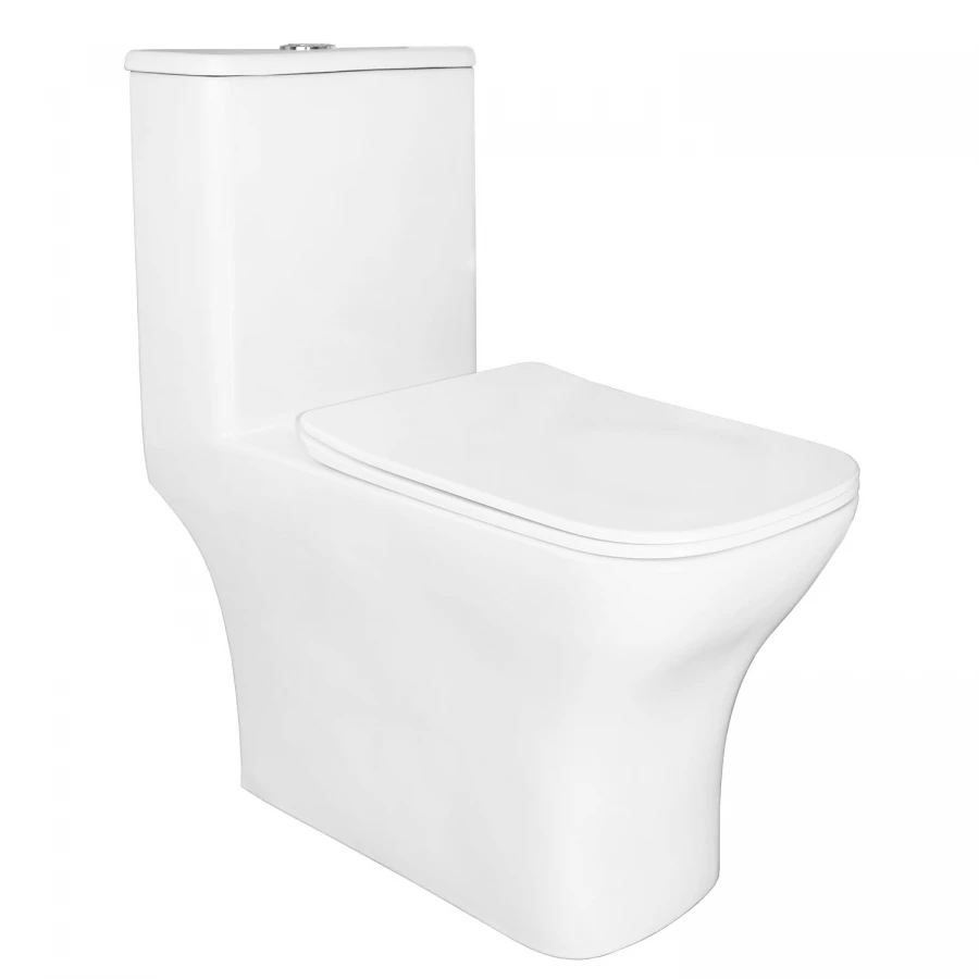 Унитаз моноблок с функцией биде Azario Lodi напольный безободковый горизонтальный слив сиденье дюропласт микролифт AZ-8617B 35х66.5х75 см