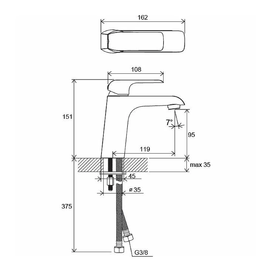 Смеситель для умывальника Ravak без донного клапана FL 014.00 X070118