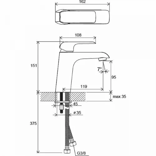 Смеситель для умывальника Ravak без донного клапана FL 014.00 X070118