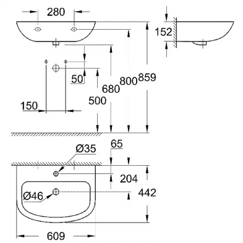 Раковина Grohe Bau Ceramic альпин белый 39421000 60 см