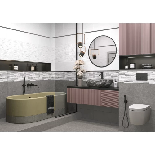 Плитка облицовочная Alma Ceramica Discover рельефная глянцевая белая TWU2550DCV10 50х24,9 см