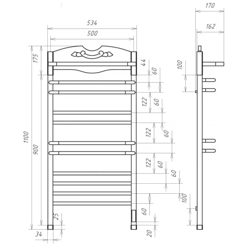 Полотенцесушитель электрический Opadiris Валери OS83351WM 50х110 см