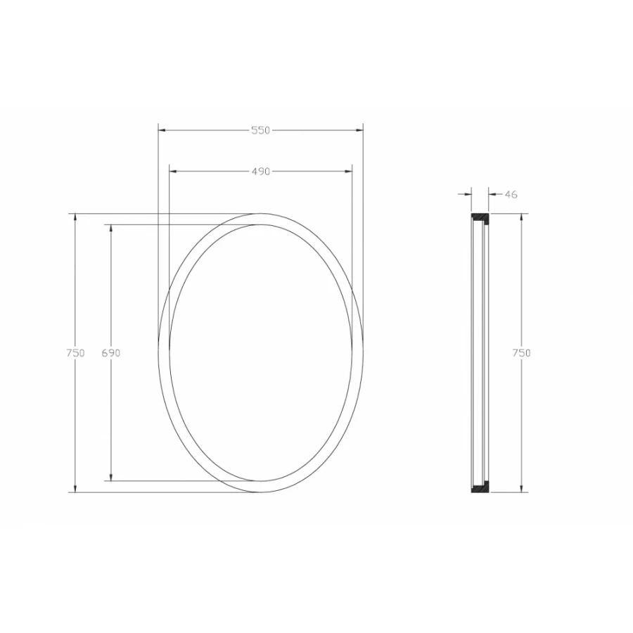 Зеркало для ванной Abber Stein с подсветкой AS6610BR 55х75 см