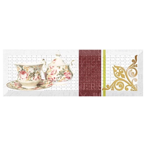 Декор Absolut Keramika Monocolor 10x30 Decor Tea Flowers 03 KL AK1014 30х10 см