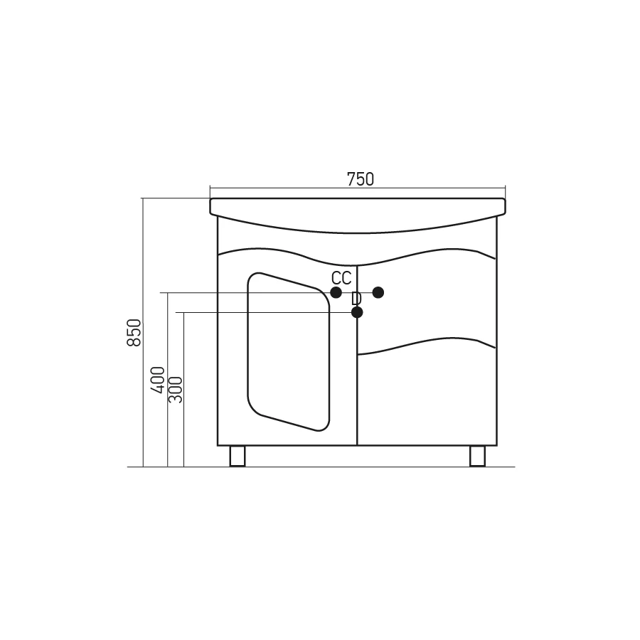 Тумба под раковину MixLine Элеганс 75 Ассоль-75 529555 70,5х80 см