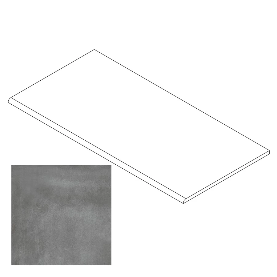 Ступень Gresse Matera с завальцовкой бетон темно-серый матовая GRS06-04 120х29,5 см