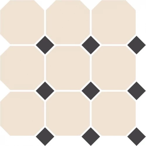 Керамогранит TopCer Оцтагон Вхите Блацк Дотс / Octagon 4416 White 16 Black Dots 14 матовый бежевый OCT16 DOT14 30x30 см