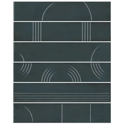 Плитка настенная Kerama Marazzi Мажорель Панно из 6 частей 6х28,5 глянцевое темно-зеленое KMP3STA008RN6X 36x28,5 см