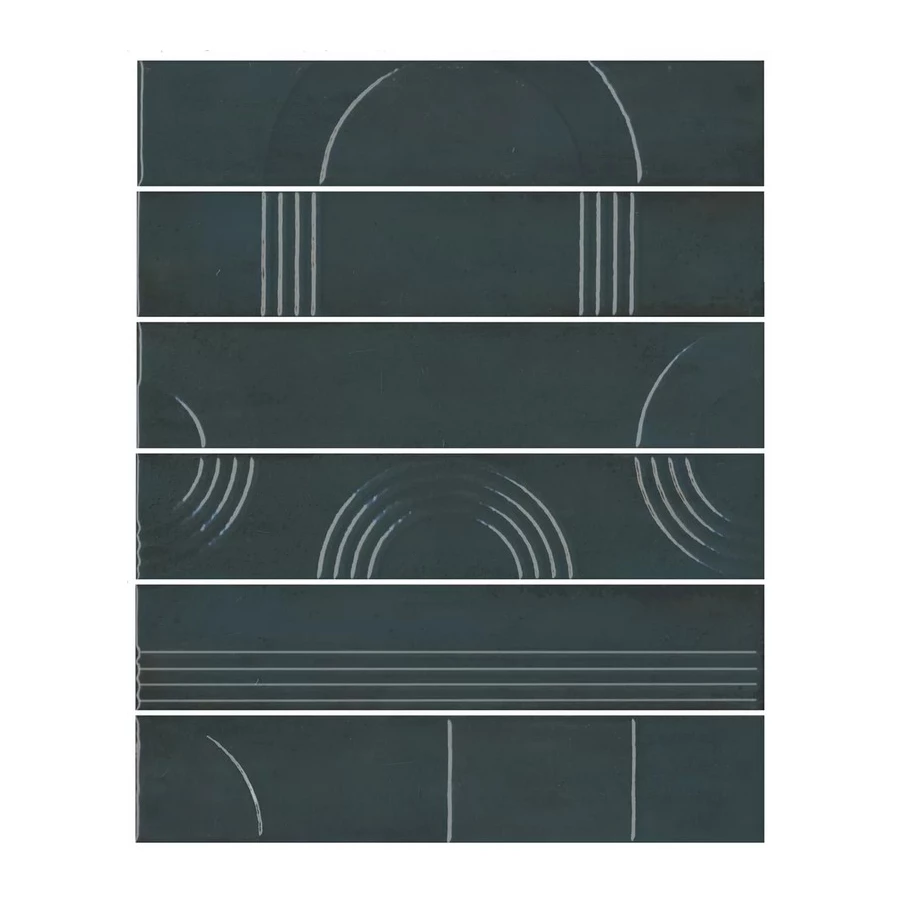 Плитка настенная Kerama Marazzi Мажорель Панно из 6 частей 6х28,5 глянцевое темно-зеленое KMP3STA008RN6X 36x28,5 см