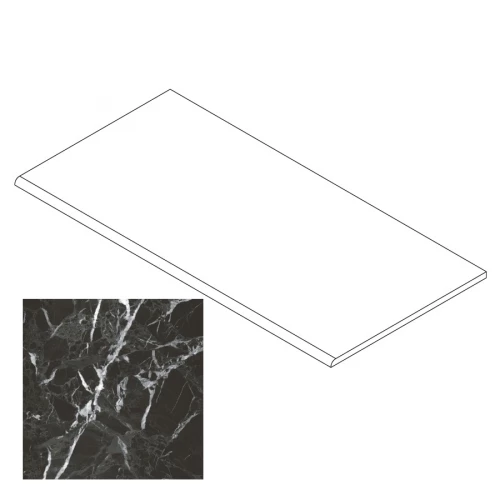 Ступень Gresse Simbel с завальцовкой мрамор черно-серый матовая GRS05-02 60х29,5 см