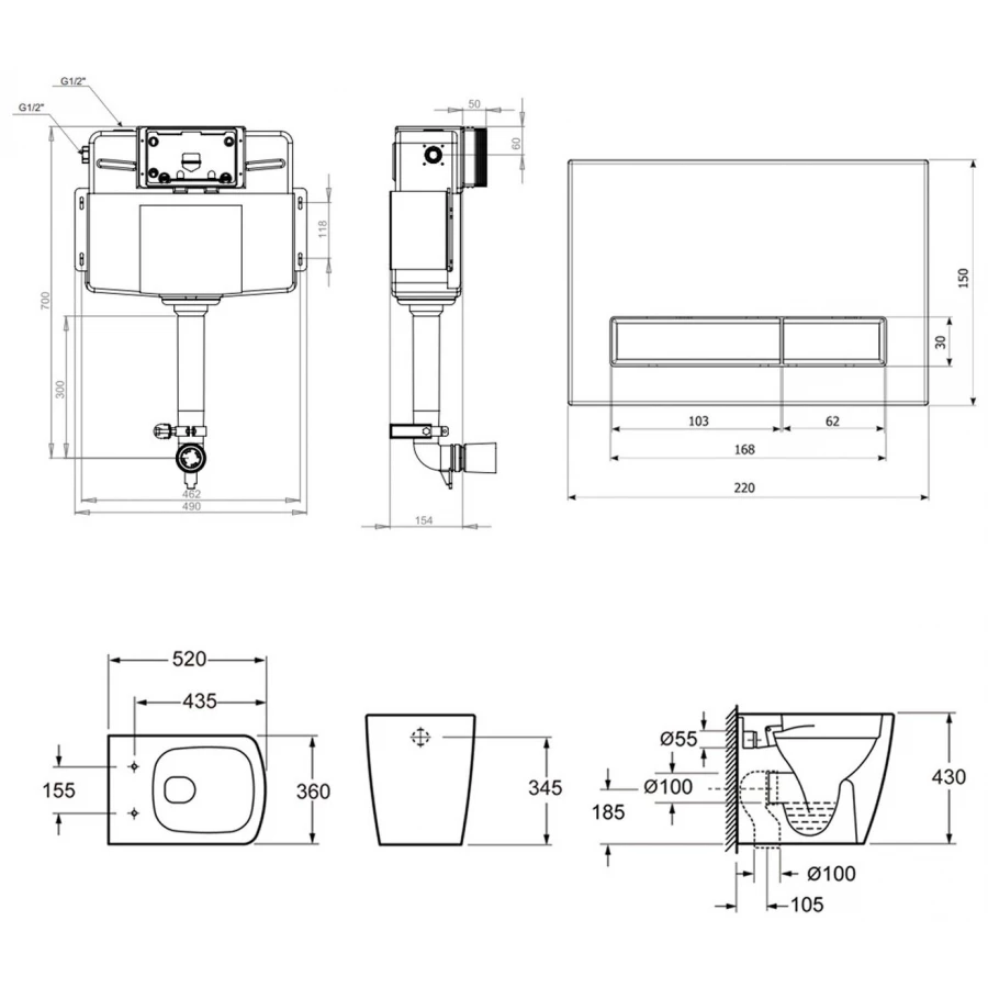 Унитаз Lavinia Boho Relfix Aveo Rimless 87551083 (комплект 5 в 1)