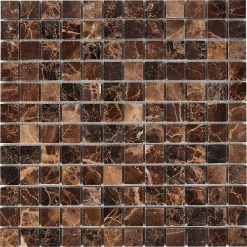 Мозаика Pixel mosaic Мрамор Dark Emperador чип 23x23 мм сетка Полированная Pix 217 30,5х30,5 см