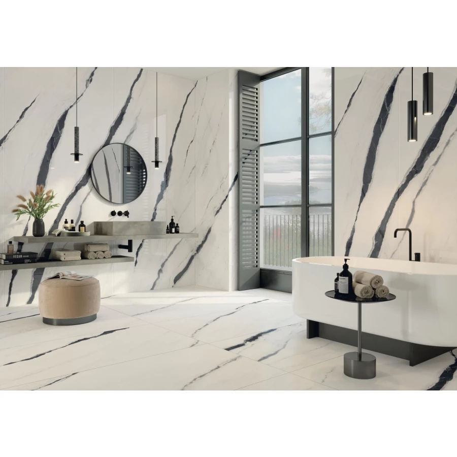 Керамогранит Atlas Concorde Forte dei Marmi Panda White Matt Rett матовый белый 600010002406 120х120 см