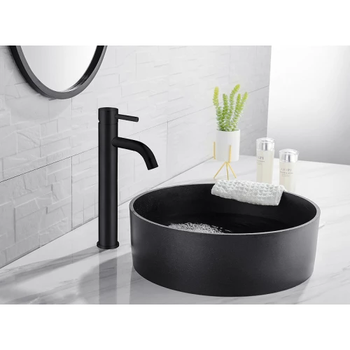 Смеситель Abber Wasser Kreis для накладной раковины черный матовый AF8111BO