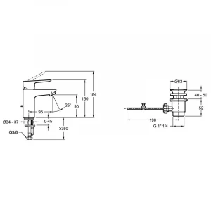 Смеситель для раковины Jacob Delafon Oscar черный матовый E29842-BL