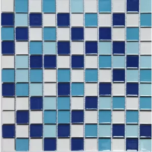 Мозаика Tonomosaic CFT3208G глянцевая из керамики, голубая, белая 30*30 см