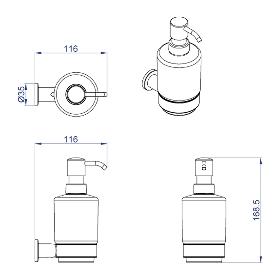 Дозатор жидкого мыла Azario Forny 250 мл керамический хром AZ-88312