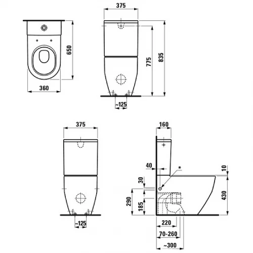 Унитаз напольный комбинированный Laufen Pro чаша 8.2595.2.000.231.1