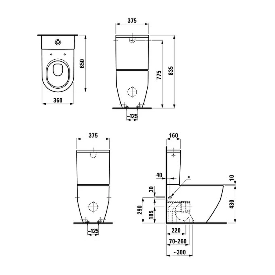 Унитаз напольный комбинированный Laufen Pro чаша 8.2595.2.000.231.1