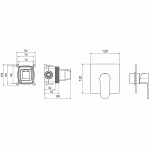 Смеситель Aquatek Оберон для душа внешняя и скрытая часть хром AQ1266CR