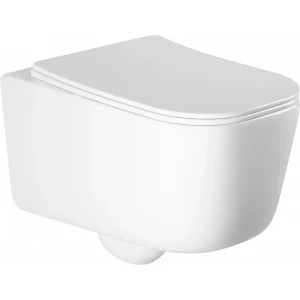 Унитаз Aquatek Лугано подвесной безободковый тонкое сиденье с механизмом плавного закрывания крепеж AQ2002-00 51x35x36 см