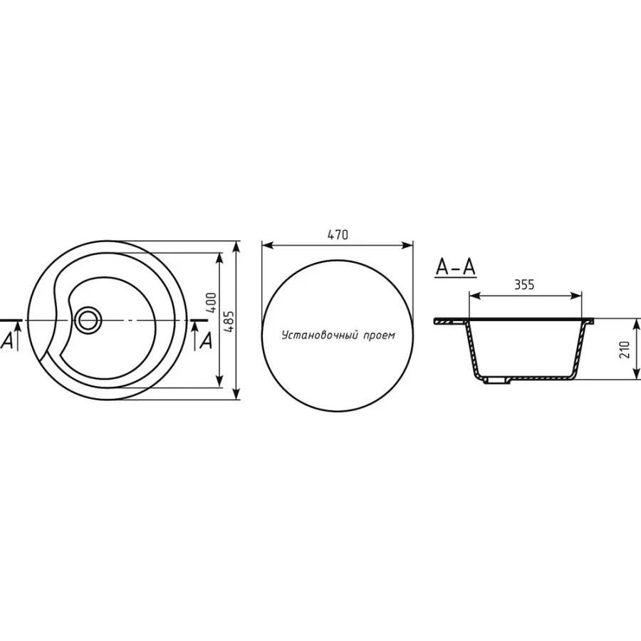 Мойка из искусственного мрамора Mixline ML-GM12 525083 48x48 см