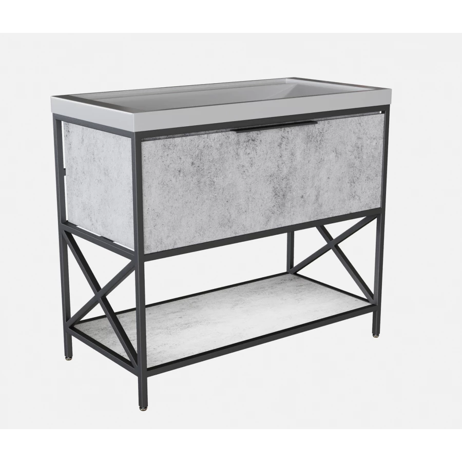 Тумба под раковину MixLine Фостер 100 Бруклин-100 бетон 543946 96,5х78 см