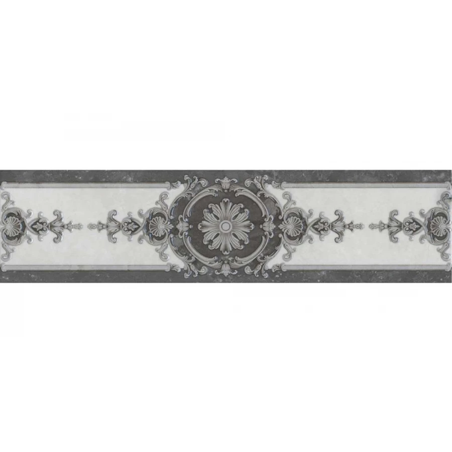Бордюр Kerama Marazzi Монте Тиберио 3 обрезной глянцевый серо-черный VT/B654/48010R 80x19,8 см